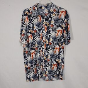 NWT Hallstatt Mens Coconut Milk Paradise Print Short Sleeve Button Shirt Sz Med